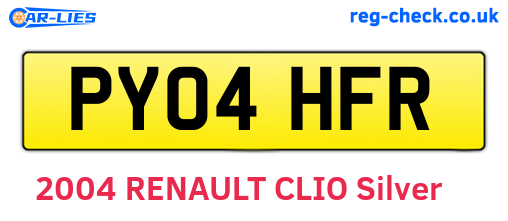 PY04HFR are the vehicle registration plates.