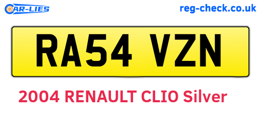 RA54VZN are the vehicle registration plates.