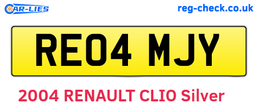 RE04MJY are the vehicle registration plates.