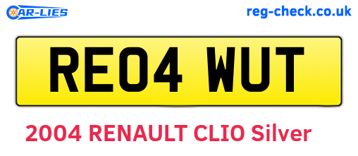 RE04WUT are the vehicle registration plates.