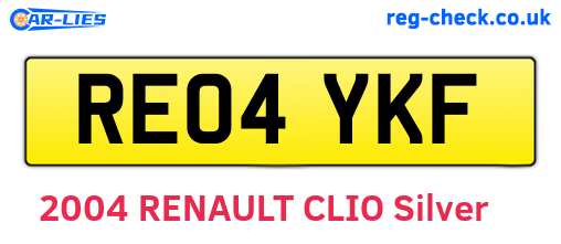 RE04YKF are the vehicle registration plates.