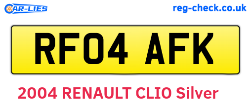 RF04AFK are the vehicle registration plates.
