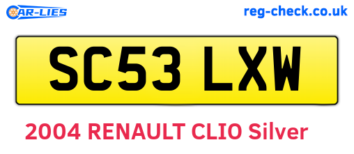 SC53LXW are the vehicle registration plates.