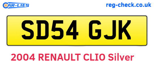 SD54GJK are the vehicle registration plates.