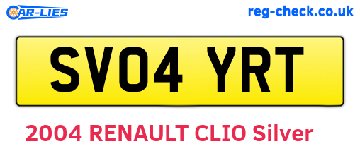 SV04YRT are the vehicle registration plates.