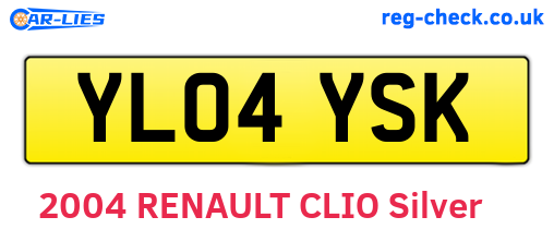 YL04YSK are the vehicle registration plates.