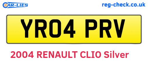 YR04PRV are the vehicle registration plates.