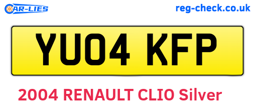 YU04KFP are the vehicle registration plates.