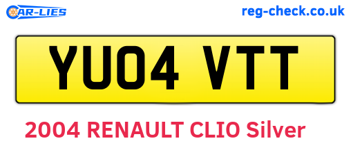 YU04VTT are the vehicle registration plates.