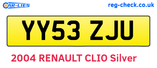 YY53ZJU are the vehicle registration plates.