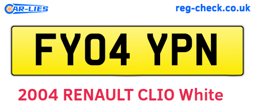 FY04YPN are the vehicle registration plates.