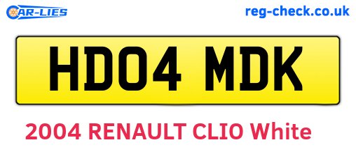 HD04MDK are the vehicle registration plates.
