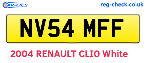 NV54MFF are the vehicle registration plates.