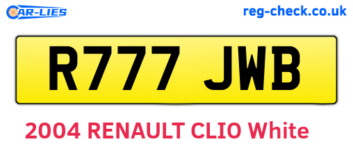 R777JWB are the vehicle registration plates.