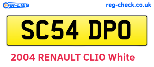 SC54DPO are the vehicle registration plates.