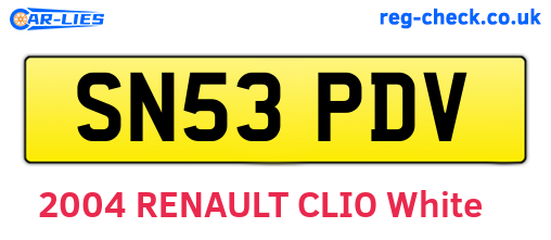 SN53PDV are the vehicle registration plates.