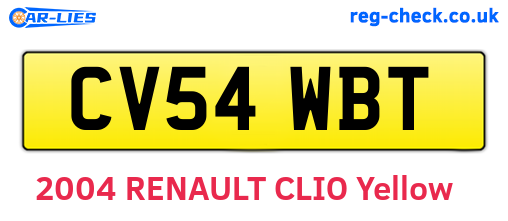 CV54WBT are the vehicle registration plates.