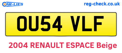 OU54VLF are the vehicle registration plates.