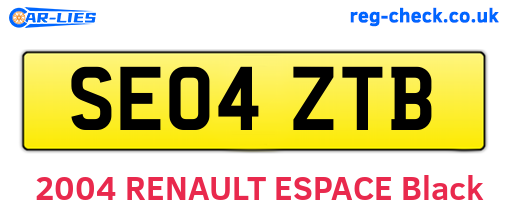 SE04ZTB are the vehicle registration plates.