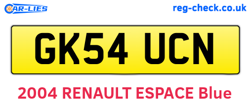 GK54UCN are the vehicle registration plates.