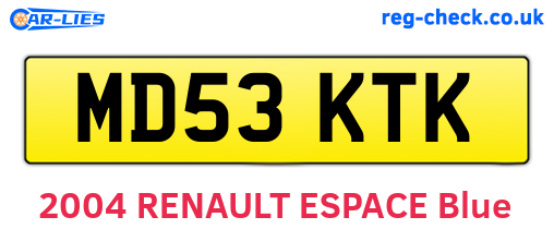 MD53KTK are the vehicle registration plates.