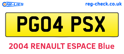 PG04PSX are the vehicle registration plates.