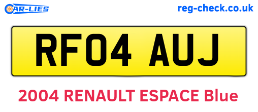 RF04AUJ are the vehicle registration plates.