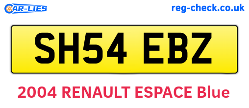 SH54EBZ are the vehicle registration plates.