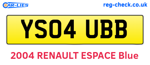YS04UBB are the vehicle registration plates.