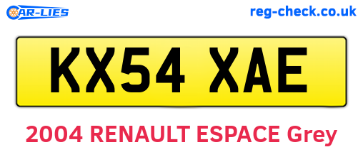 KX54XAE are the vehicle registration plates.
