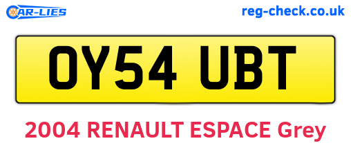 OY54UBT are the vehicle registration plates.