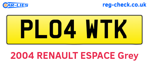 PL04WTK are the vehicle registration plates.
