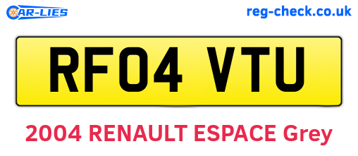 RF04VTU are the vehicle registration plates.