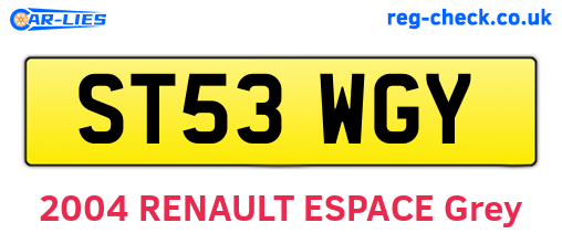 ST53WGY are the vehicle registration plates.