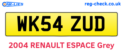 WK54ZUD are the vehicle registration plates.