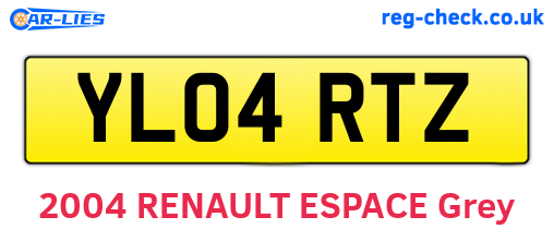 YL04RTZ are the vehicle registration plates.