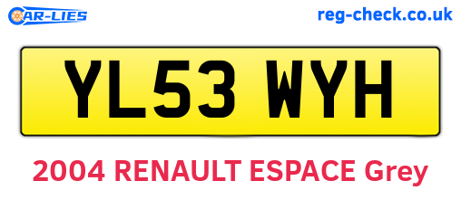 YL53WYH are the vehicle registration plates.
