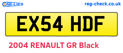 EX54HDF are the vehicle registration plates.