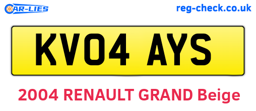 KV04AYS are the vehicle registration plates.