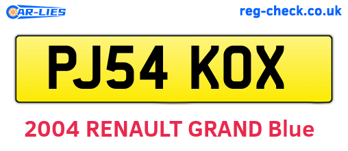 PJ54KOX are the vehicle registration plates.