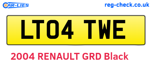 LT04TWE are the vehicle registration plates.