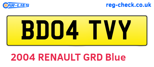 BD04TVY are the vehicle registration plates.