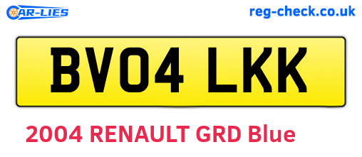BV04LKK are the vehicle registration plates.