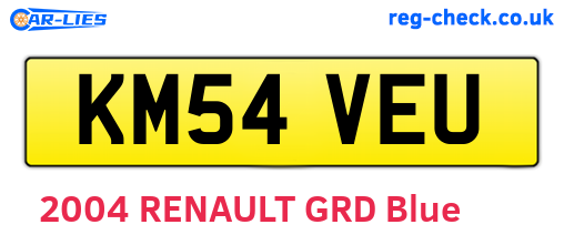 KM54VEU are the vehicle registration plates.