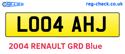 LO04AHJ are the vehicle registration plates.