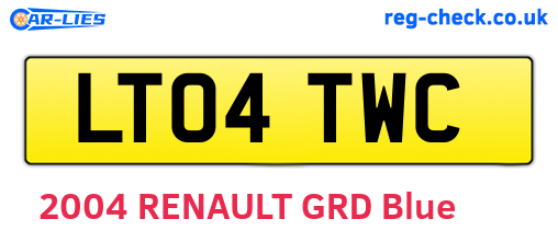 LT04TWC are the vehicle registration plates.