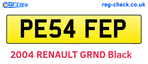 PE54FEP are the vehicle registration plates.