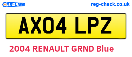 AX04LPZ are the vehicle registration plates.