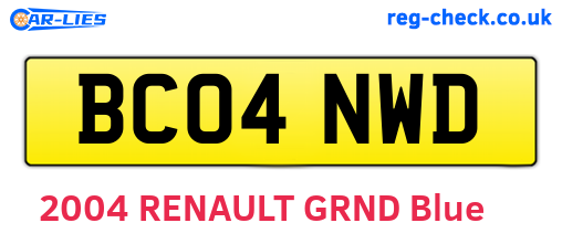 BC04NWD are the vehicle registration plates.