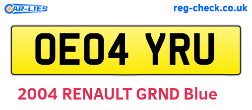OE04YRU are the vehicle registration plates.